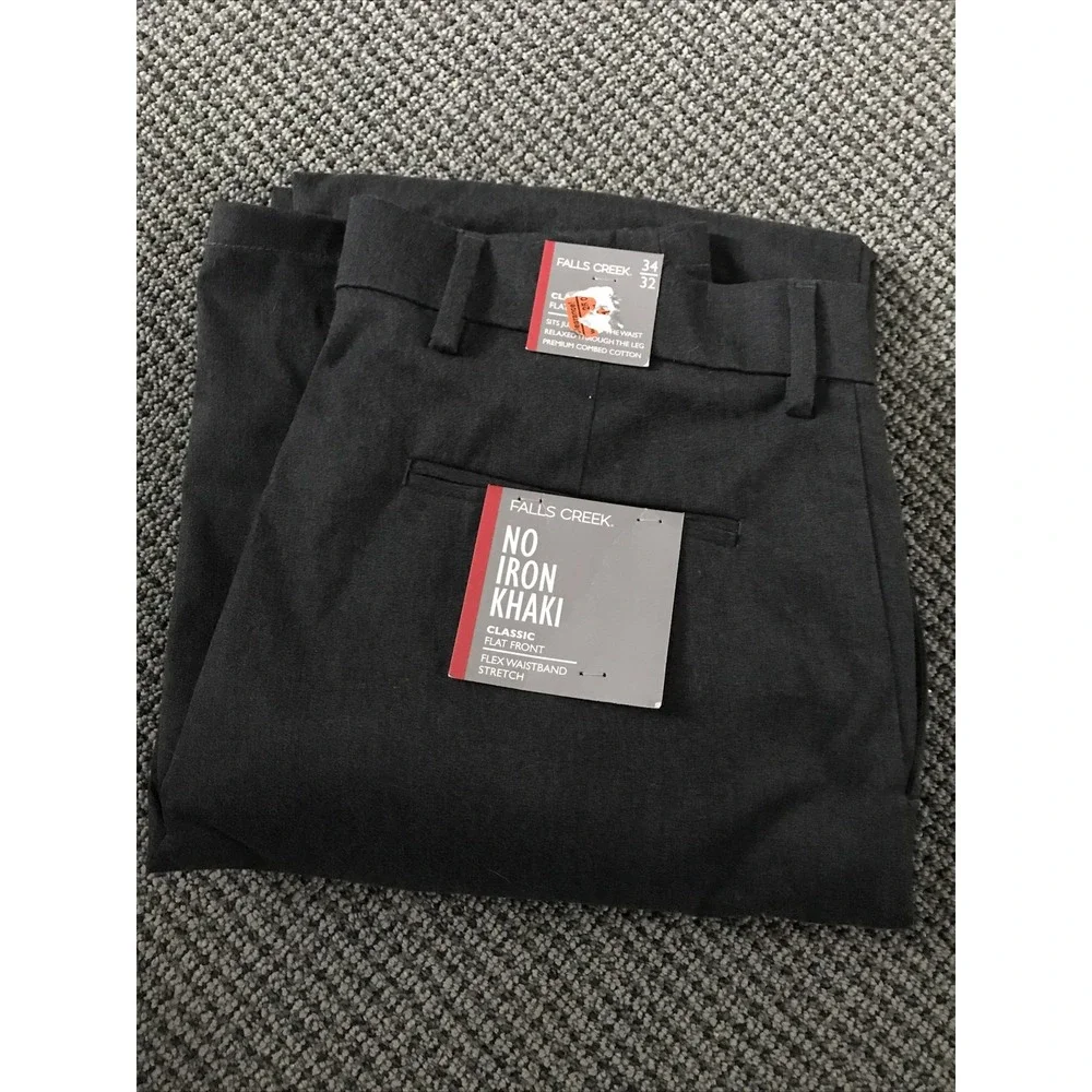 Falls‎ Creek NWT Mens No Iron Khaki Gray 34/32